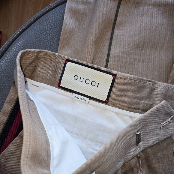Gucci Double Cotton Twill Pants with Web Loop Details - Picture 10 of 11